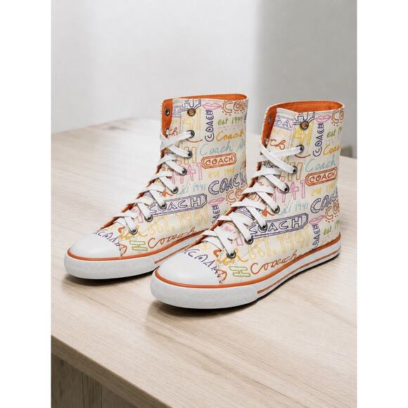 Coach Shoes - Y2K Coach A1285 Bonney Graffiti Print High Top Sneaker Size 6B